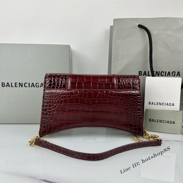 Balenciaga專櫃爆款鱷魚紋牛皮女包鏈條包 巴黎世家經典沙漏鏈條斜挎包 fyj1049